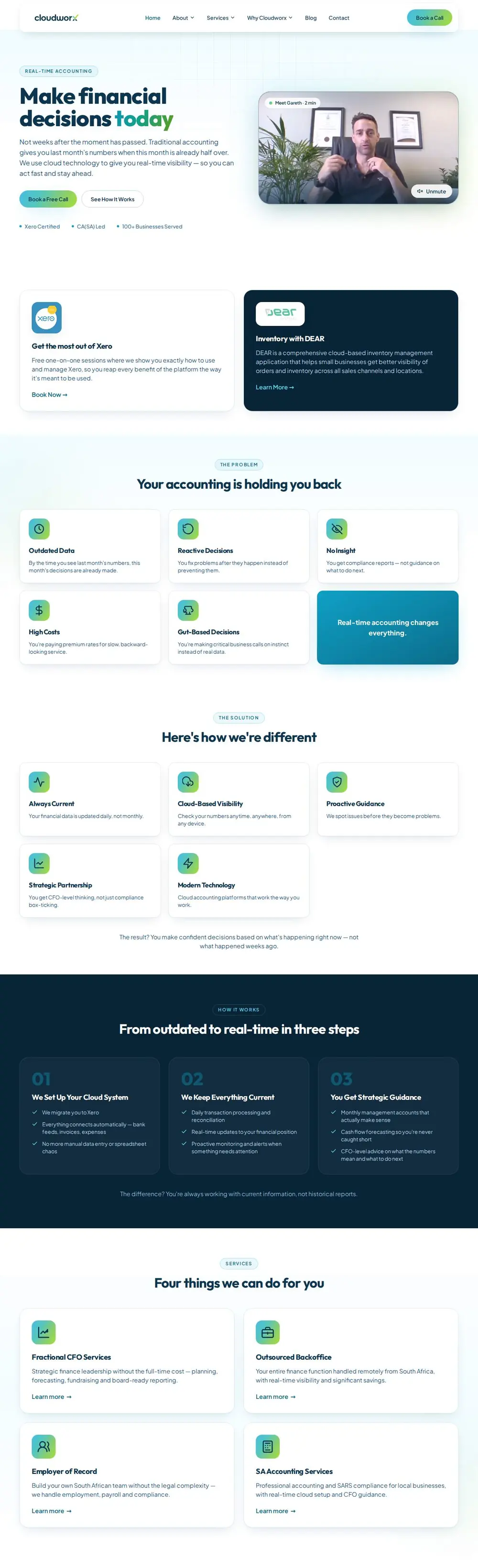 Cloudworx website, Cloud accounting, South Africa: full home page